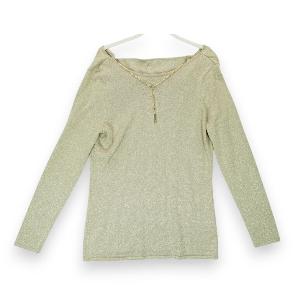 NWT Michael Kors Merlot Women's Khaki Gold Necklace Accent‎ Blouse - Size M $130